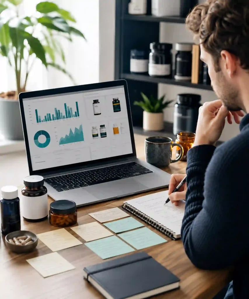 Amazon UK supplement niche, competition and keyword research process