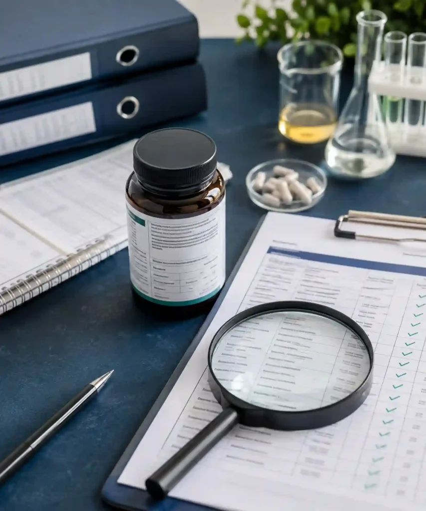 UK food supplement compliance documents, label checks and Certificate of Analysis